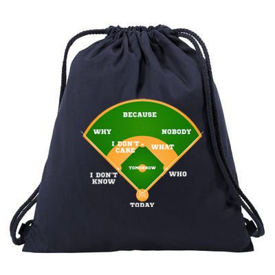 WhoS On First Baseball Diamond Fielding Card Drawstring Bag