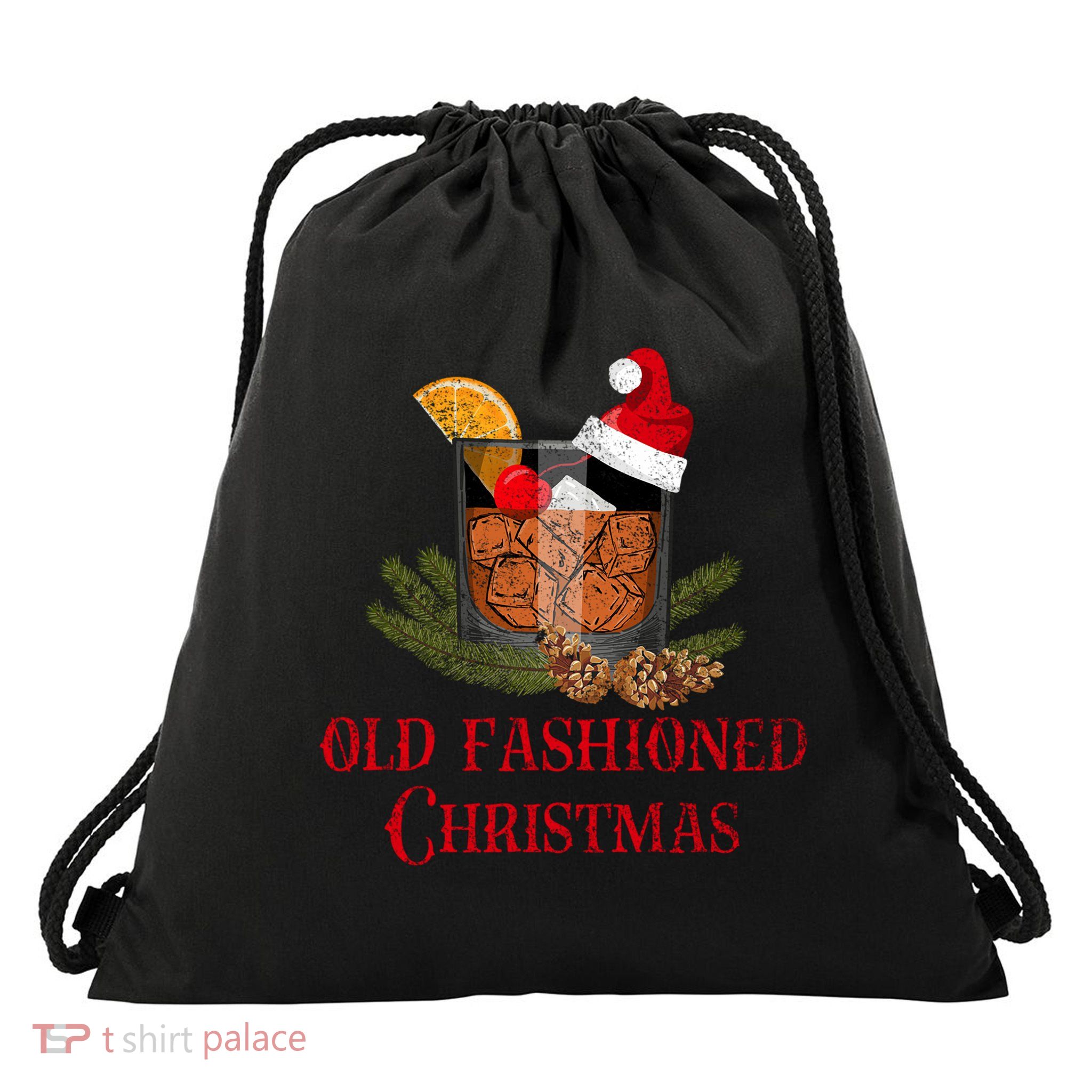 Whiskey Old Fashioned Christmas Funny Bourbon Cocktail Meaningful Gift Drawstring Bag