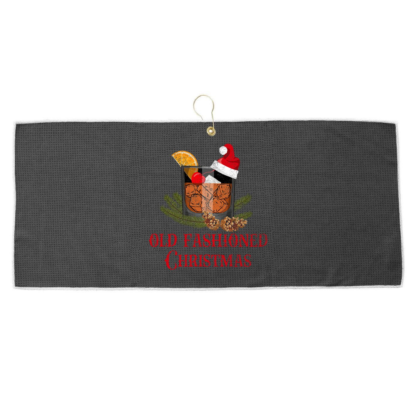 Whiskey Old Fashioned Christmas Funny Bourbon Cocktail Meaningful Gift Large Microfiber Waffle Golf Towel