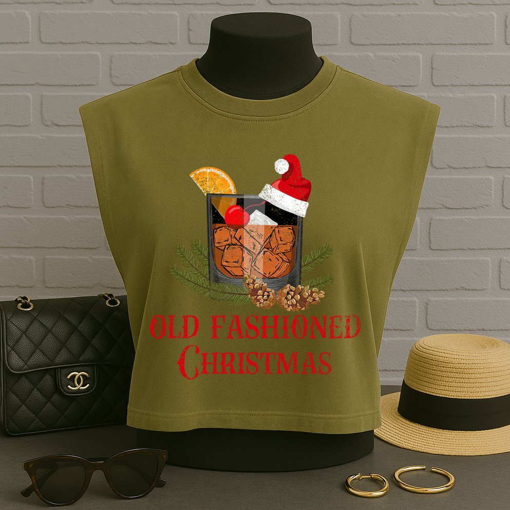 Whiskey Old Fashioned Christmas Funny Bourbon Cocktail Meaningful Gift Garment-Dyed Women's Muscle Tee