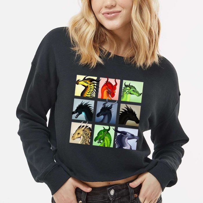 WING OF FIRES LEGENDS FATHOM DARKSTALKER CLEARSIGHT  Cropped Pullover Crew