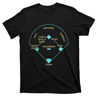 Who's on First Funny Baseball Positions Names T-Shirt