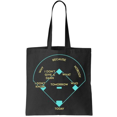 Who's on First Funny Baseball Positions Names Bag