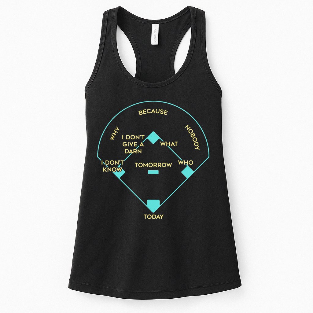 Who's on First Funny Baseball Positions Names Womens Tank Top