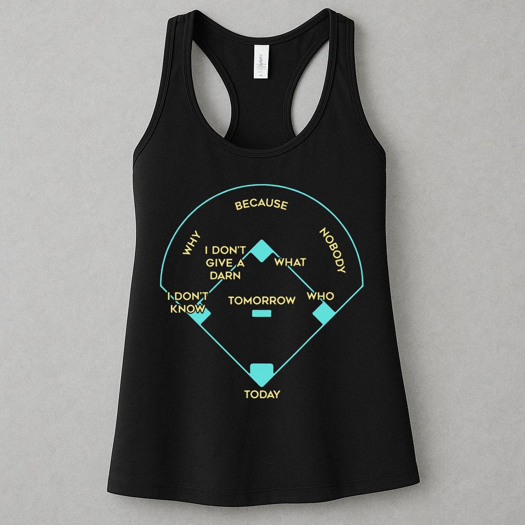 Who's on First Funny Baseball Positions Names Womens Tank Top