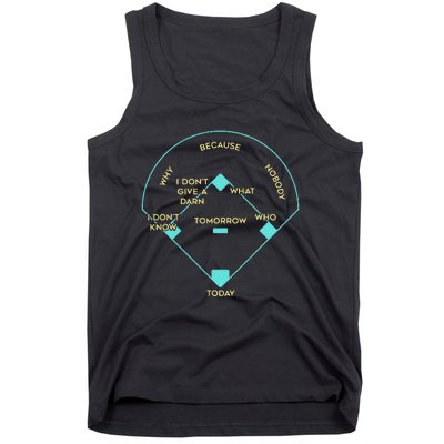 Who's on First Funny Baseball Positions Names Tank Top