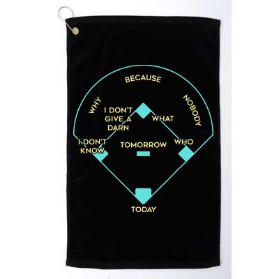 Who's on First Funny Baseball Positions Names Golf Towel