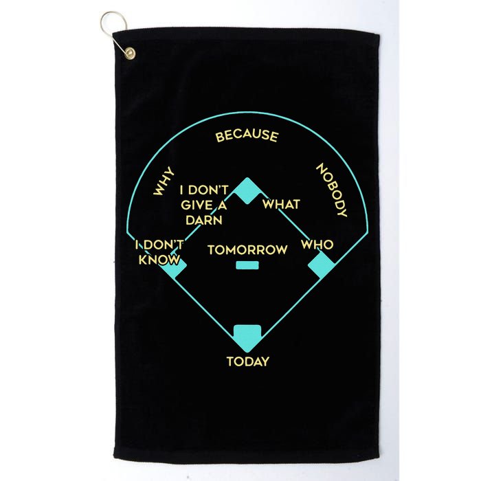 Who's on First Funny Baseball Positions Names Golf Towel