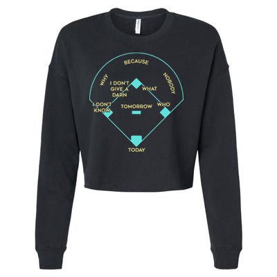 Who's on First Funny Baseball Positions Names Cropped Pullover Crew