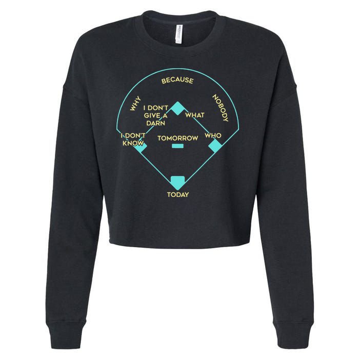 Who's on First Funny Baseball Positions Names Cropped Pullover Crew