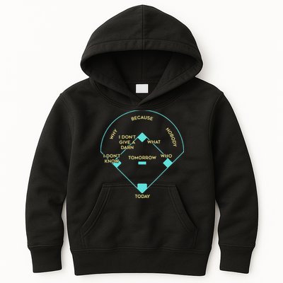Who's on First Funny Baseball Positions Names Kids Hoodie