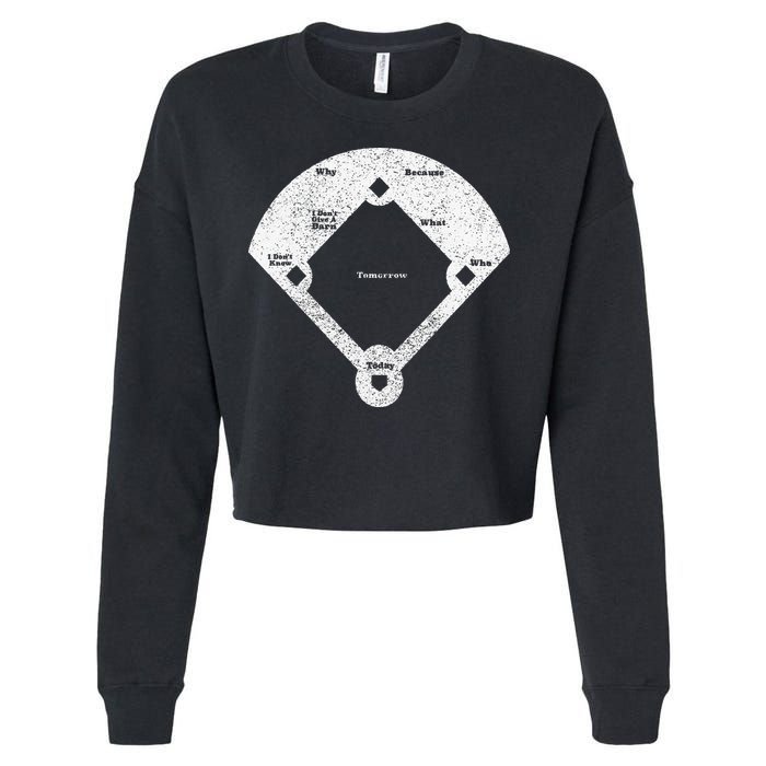 Whos On First Distressed Abbott Costello Cropped Pullover Crew