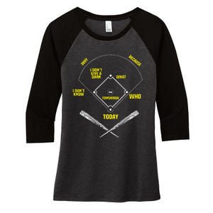 WhoS On First Funny Baseball Positions Names Women's Tri-Blend 3/4-Sleeve Raglan Shirt