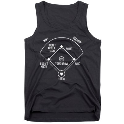 Whos On First Funny Baseball Positions Names Dark Tank Top