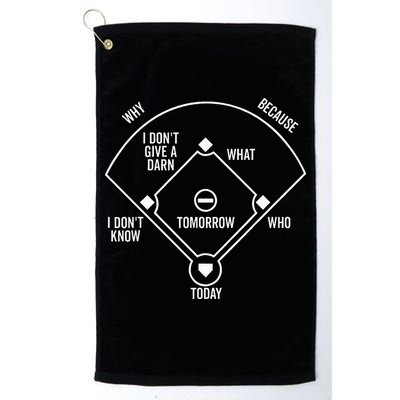 Whos On First Funny Baseball Positions Names Dark Golf Towel