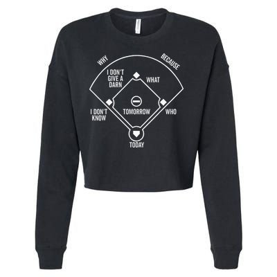 Whos On First Funny Baseball Positions Names Dark Cropped Pullover Crew