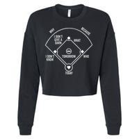 Whos On First Funny Baseball Positions Names Dark Cropped Pullover Crew