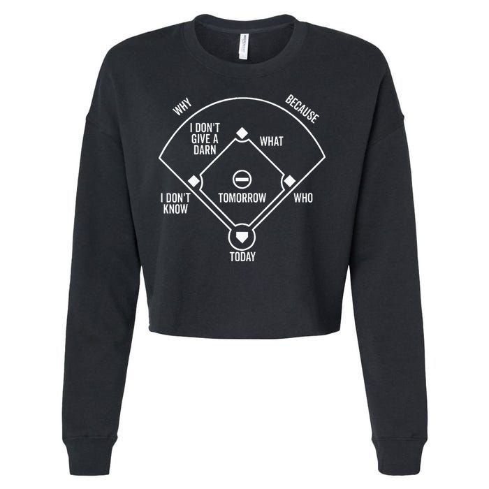 Whos On First Funny Baseball Positions Names Dark Cropped Pullover Crew
