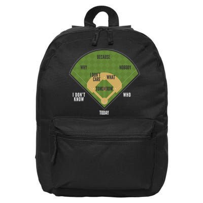 Whos On First Baseball For A Whos On First Baseball Fan 16 in Basic Backpack