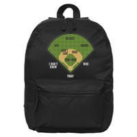 Whos On First Baseball For A Whos On First Baseball Fan 16 in Basic Backpack