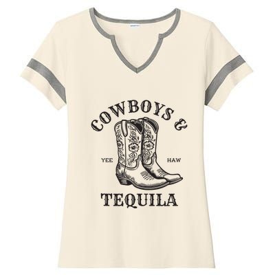 Women Outfit For Rodeo Western Country Cowboys And Tequila Tank Top Ladies Halftime Notch Neck Tee