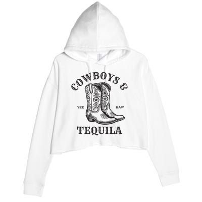 Women Outfit For Rodeo Western Country Cowboys And Tequila Tank Top Crop Fleece Hoodie