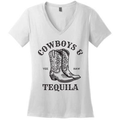 Women Outfit For Rodeo Western Country Cowboys And Tequila Tank Top Women's V-Neck T-Shirt