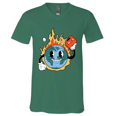 World On Fire V-Neck T-Shirt