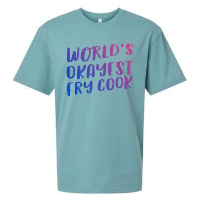 Worlds Okayest Fry Cook Funny Chef Restaurant Gift Sueded Cloud Jersey T-Shirt