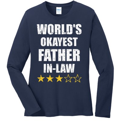 Worlds Okayest Fatherinlaw For Fathers Day Ladies Long Sleeve Shirt