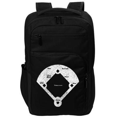 Who's On First Baseball Funny Baseball Mom Impact Tech Backpack