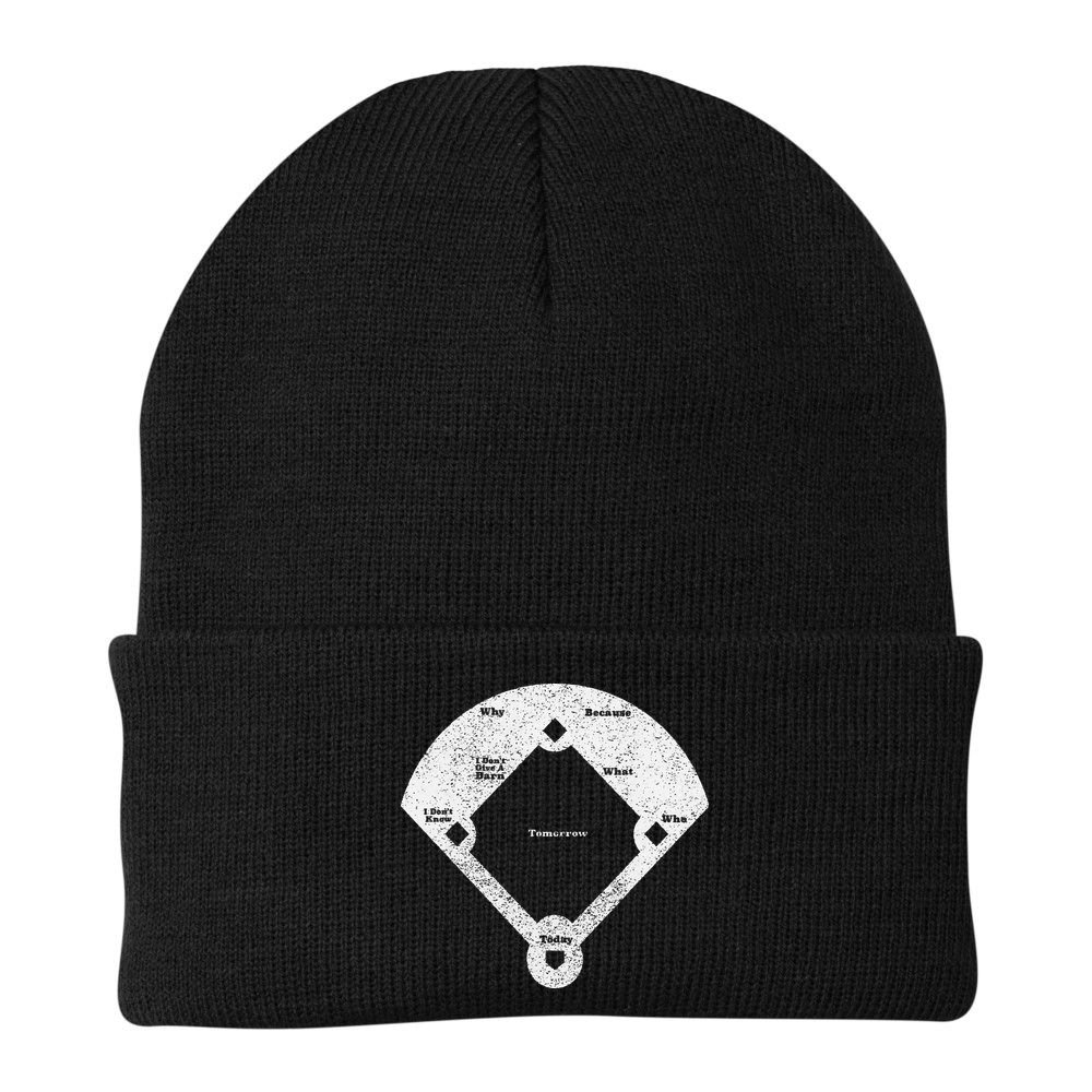 Who's On First Baseball Funny Baseball Mom Beanie