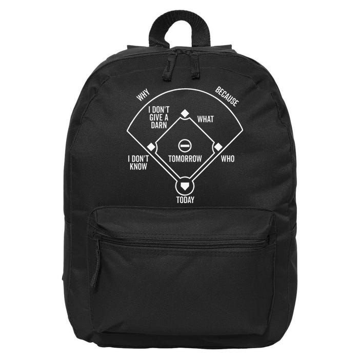 Who's on First Baseball Positions Names Dark 16 in Basic Backpack