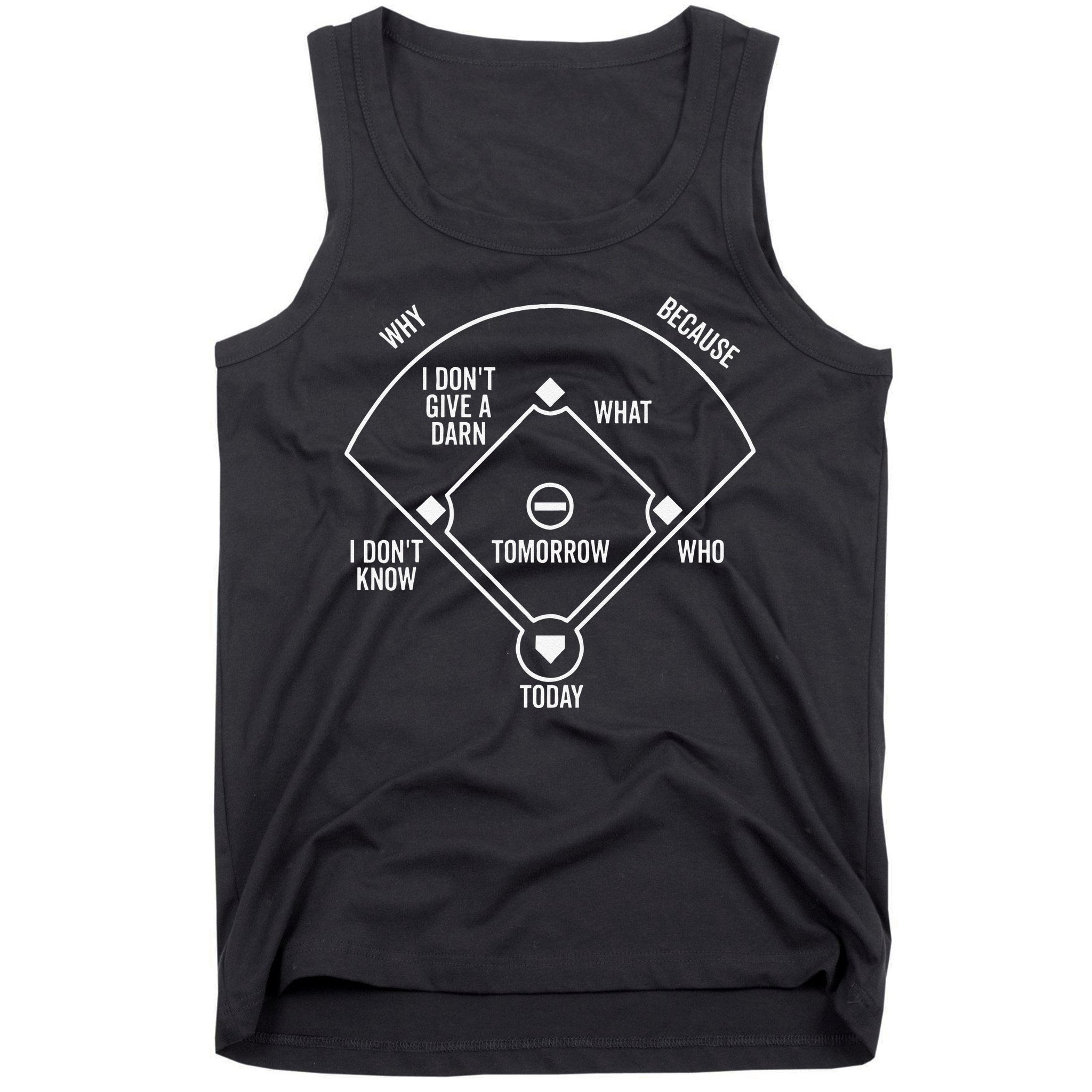 Who's on First Baseball Positions Names Dark Tank Top
