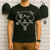 Who's on First Funny Baseball Positions Names Dark T-Shirt