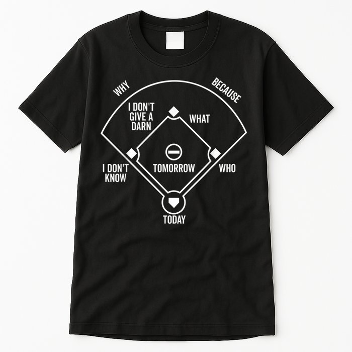 Who's on First Funny Baseball Positions Names Dark Tall T-Shirt