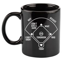 Who's on First Funny Baseball Positions Names Dark 11oz C Handle Ceramic Mug