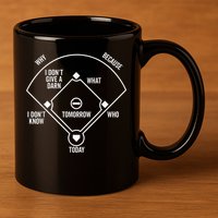 Who's on First Funny Baseball Positions Names Dark 11oz C Handle Ceramic Mug