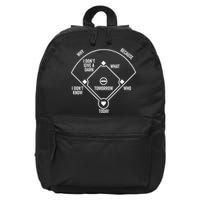 Who's on First Funny Baseball Positions Names Dark 16 in Basic Backpack