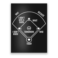 Who's on First Funny Baseball Positions Names Dark Poster