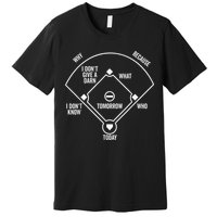 Who's on First Funny Baseball Positions Names Dark Premium T-Shirt