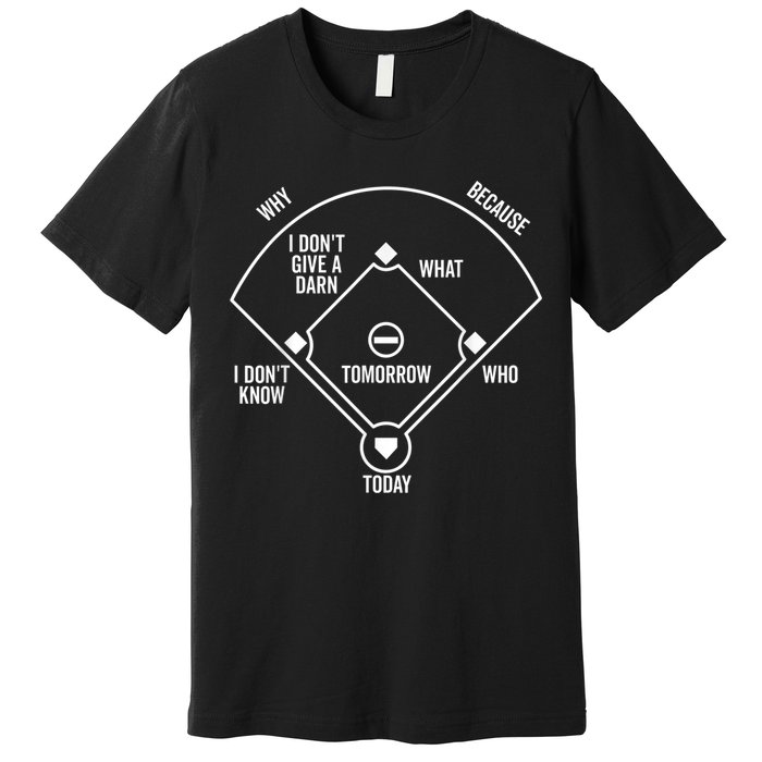 Who's on First Funny Baseball Positions Names Dark Premium T-Shirt