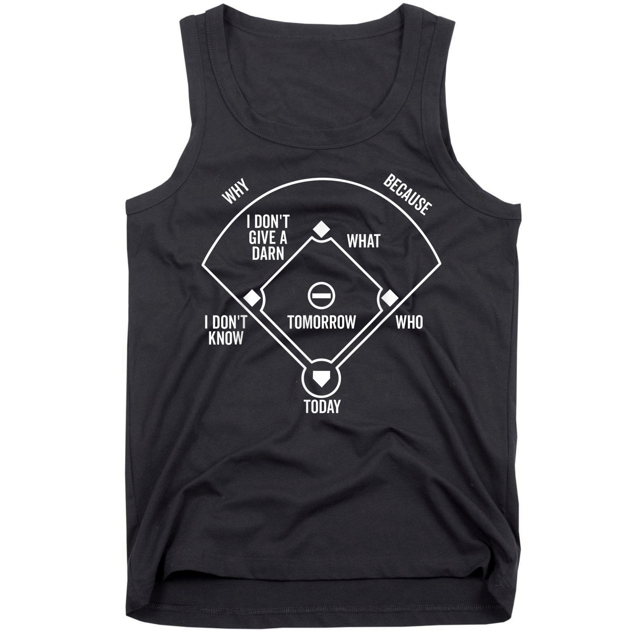 Who's on First Funny Baseball Positions Names Dark Tank Top
