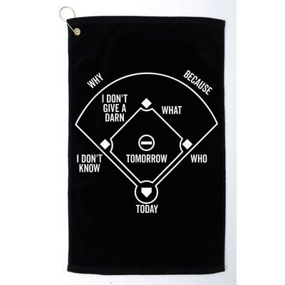 Who's on First Funny Baseball Positions Names Dark Golf Towel