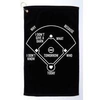 Who's on First Funny Baseball Positions Names Dark Golf Towel