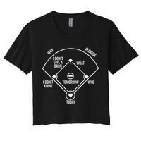 Who's on First Funny Baseball Positions Names Dark Women's Crop Top Tee