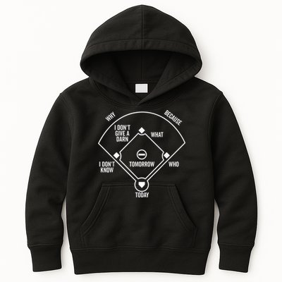 Who's on First Funny Baseball Positions Names Dark Kids Hoodie