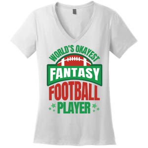 World's Okayest Fantasy Football Player Women's V-Neck T-Shirt