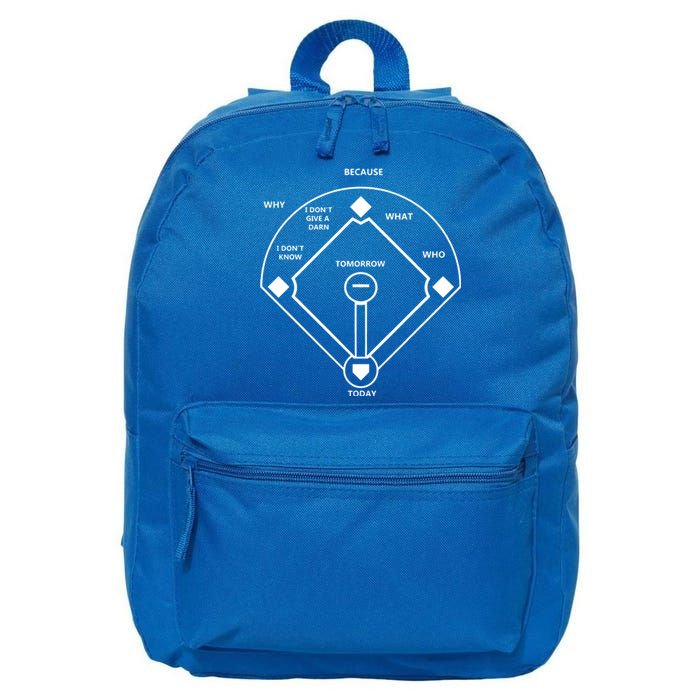 Whos On First Baseball Love Funny Classic 16 in Basic Backpack