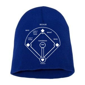 Whos On First Baseball Love Funny Classic Short Acrylic Beanie